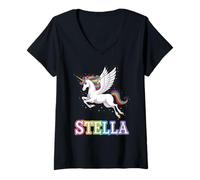 Donna Magico design Stella unicorno ragazza nome Maglietta con Collo a V