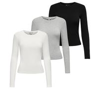 Donna Maglia a Maniche Lunghe 3er Pacco - Onlriley o Collo Top,Lunghe,Girocollo