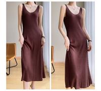 Donna Maglia Abito Notte Sottoveste Elastico sotto-Abiti Canotta con Spalline