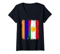 Donna Maglia Armenia Kurdistan Half Flag Armenian Kurdish Heritage Maglietta con Collo a V