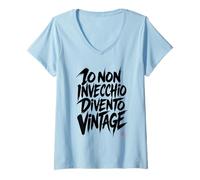 Donna Maglia Compleanno Divertente Non Invecchio Divento Vintage Maglietta con Collo a V