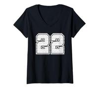 Donna Maglia da Calcio Numero 22 della Squadra Sportiva 22° Compleanno Varsity Maglietta con Collo a V