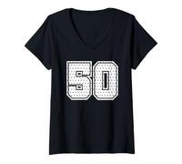 Donna Maglia da Calcio per Il 50° Compleanno della Squadra Sportiva Numero 50 Maglietta con Collo a V