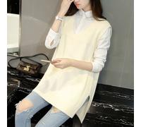 Donna Maglia Gilet Serbatoio Stile Preppy Scollo A V Maglione senza Maniche Top