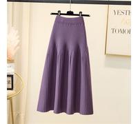 Donna Maglia Gonna a-Line Plissettato Mezza Abito Big Swing Elastico Vita Alta