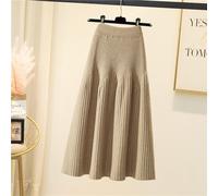 Donna Maglia Gonna a-Line Plissettato Mezza Abito Big Swing Elastico Vita Alta