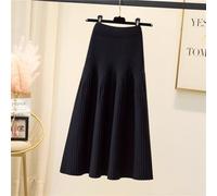 Donna Maglia Gonna a-Line Plissettato Mezza Abito Big Swing Elastico Vita Alta