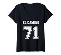 Donna Maglia in Stile El Camino 71 1971 Maglietta con Collo a V