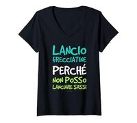 Donna Maglia Lancio Frecciatine Perché Sassi Non Posso Regalo Maglietta con Collo a V