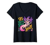 Donna Maglia Mardi Gras Mardi Gras Mardi Gras Mardi Gras Axolotl Mardi Gras Maglietta con Collo a V