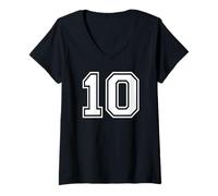 Donna Maglia Numero 10 per Un Buon decimo Compleanno Twin Day Maglietta con Collo a V