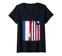 Donna Maglia olandese della Liberia dei Paesi Bassi mezza bandiera della Liberia Maglietta con Collo a V