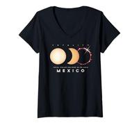 Donna Maglia Solar Eclipse 2024 Mexico Total Eclipse Graphic Maglietta con Collo a V