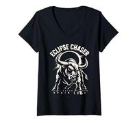 Donna Maglia Solar Eclipse Spagna 2026 Total Eclipse Chaser Maglietta con Collo a V