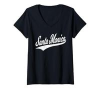 Donna Maglia sportiva classica di Santa Monica CA Varsity Script Maglietta con Collo a V
