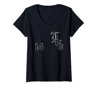 Donna Maglia Sportiva Papa Leone XIV di Chicago Numero 14 Invecchiato Maglietta con Collo a V