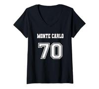 Donna Maglia Stile Monte Carlo 70 1970 Old School Muscle Car Maglietta con Collo a V