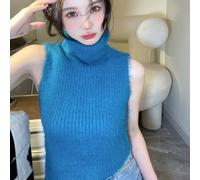 Donna Maglia Termica Simil Pelliccia di Visone Canottiera collo Alto Maglione