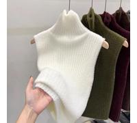 Donna Maglia Termica Simil Visone Pelliccia Canottiera collo Alto Maglione Gilet