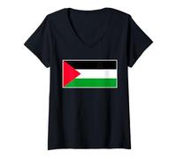 Donna Maglietta a strisce di Gaza Tee Bandiera souvenir Regalo Maglietta con Collo a V