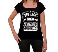 Donna Maglietta - Aged To Perfection all Original Parts 1969 - 55 Anni Idea Regalo 55° Compleanno T-Shirt Anniversario Stampa Grafica Vintage Anno 1969 novità Nero Profondo S
