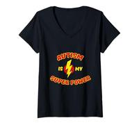 Donna Maglietta Autism is My Super Power - Maglietta per la consapevolezza dell'autismo Maglietta con Collo a V