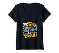 Donna Maglietta Be Your Best Self - Design colorato edificante Maglietta con Collo a V