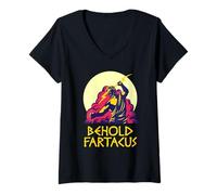 Donna Maglietta Behold Fartacus Fart Joke Greek Gods Spartan Funny T-shirt Maglietta con Collo a V