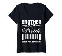 Donna Maglietta Brother Of The Bride Scan For Payment Maglietta con Collo a V