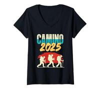 Donna Maglietta Camino de Santiago 2025 Pellegrinaggio Escursione Maglietta con Collo a V