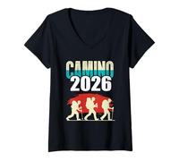 Donna Maglietta Camino de Santiago 2026 Pellegrinaggio Escursione Maglietta con Collo a V