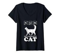 Donna Maglietta Chemistry Cat Feline - Maglietta The Elements of Cat Maglietta con Collo a V