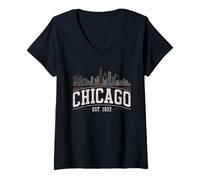 Donna Maglietta Chicago da Donna CG Illinois Il Vintage retrò Maglietta con Collo a V