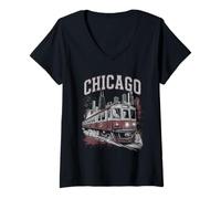 Donna Maglietta Chicago da Donna CG Illinois Il Vintage retrò Maglietta con Collo a V