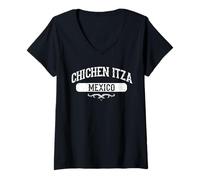Donna Maglietta Chichen Itza Mexico Maglietta con Collo a V