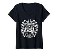 Donna Maglietta Christian Cross Biker Jesus Angel Wings Maglietta con Collo a V