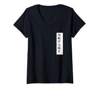 Donna Maglietta con Kanji Fall Down Seven Times Stand Up Eight Maglietta con Collo a V