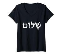 Donna Maglietta con Lettere ebraiche Shalom Maglietta con Collo a V