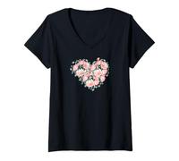 Donna Maglietta con Rose su di Esso - Flower Gardening T-Shirt da Donna Maglietta con Collo a V