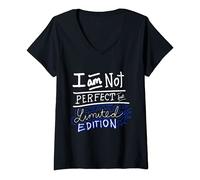 Donna Maglietta con scollo a V e scritta in lingua tedesca "Ich Bin nicht Perfekt, Aber Limited Edition Maglietta con Collo a V