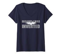Donna Maglietta con scritta "Because I Was Inverted Because I Was Inverted" Maglietta con Collo a V