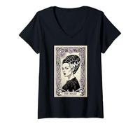 Donna Maglietta con Scritta Bride of Frankenstein, Stile Vintage, Horror Gotico, Maglietta con Collo a V