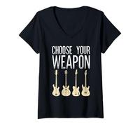 Donna Maglietta con Scritta Choose Your Weapon Guitar Player Maglietta con Collo a V