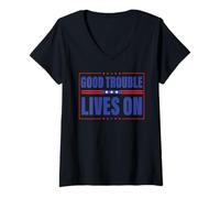 Donna Maglietta con Scritta Good Necessary Trouble Lives On Maglietta con Collo a V