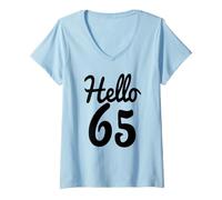 Donna Maglietta con Scritta Happy 65th Birthday, Regalo per 65° Compleanno Maglietta con Collo a V