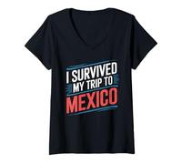 Donna Maglietta con Scritta I Survived My Trip To Mexico Maglietta con Collo a V