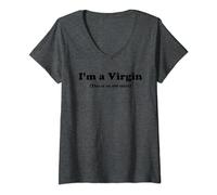 Donna Maglietta con scritta "I'm a Virgin (This Is An Old Shirt)" Maglietta con Collo a V