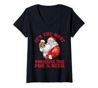 Donna Maglietta con Scritta It's The Most Wonderful Time for a Beer, Regalo di Natale Maglietta con Collo a V