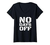 Donna Maglietta con scritta "No Days Off" per uomo e donna, per allenamento, fitness, Maglietta con Collo a V