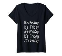 Donna Maglietta con Scritta Thank God It's Friday Weekend Maglietta con Collo a V